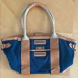 J.crew Blue and Tan canvas Women's Bag